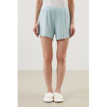 Pantaloni scurti de pijama cu model striat si terminatii valurite