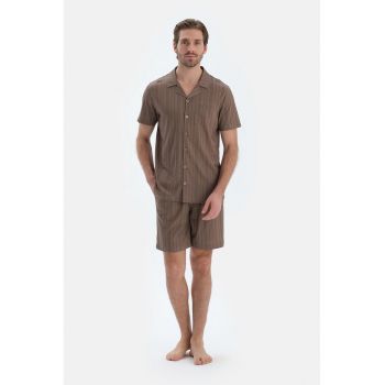 Pijama cu pantaloni scurti din amestec de modal si model in dungi