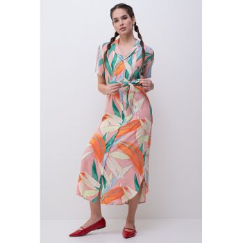 Rochie cu imprimeu si maneci scurte