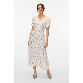 Rochie cu model floral si decolteu in V