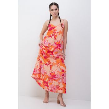 Rochie lunga cu animal print si decolteu in V