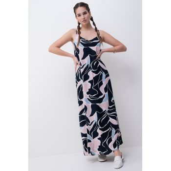 Rochie lunga cu animal print si decolteu in V
