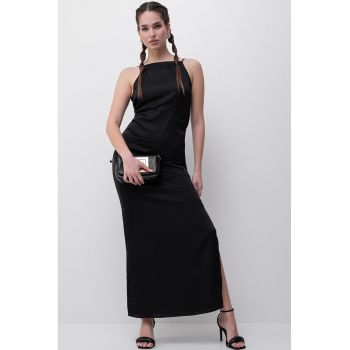Rochie satinara cu slit lateral Chigo