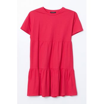 Rochie scurta din bumbac cu model stratificat