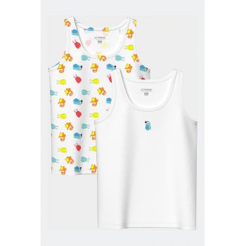 Set de maiouri din bumbac cu imprimeu - 2 piese