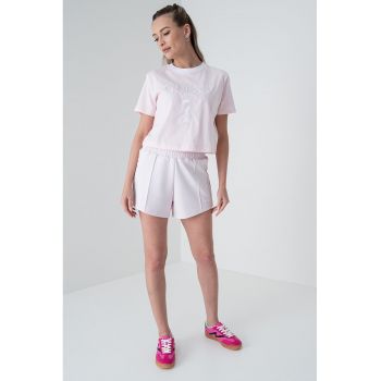 Tricou crop cu broderie logo