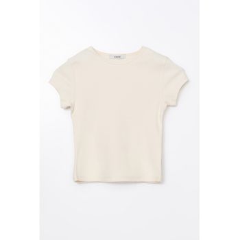 Tricou crop din amestec de bumbac