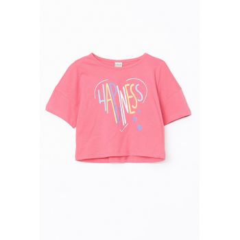 Tricou crop din bumbac cu imprimeu grafic