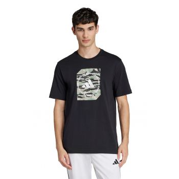 Tricou cu decolteu la baza gatului si imprimeu logo