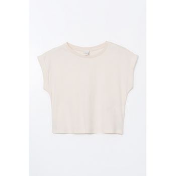 Tricou cu decolteu rotund si maneci rulate