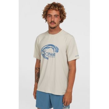 Tricou cu imprimeu si decolteu la baza gatului