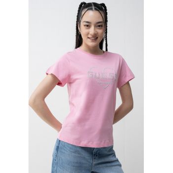 Tricou cu logo cu strasuri pentru fitness