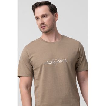 Tricou de bumbac cu decolteu la baza gatului