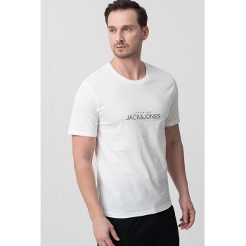 Tricou de bumbac cu decolteu la baza gatului