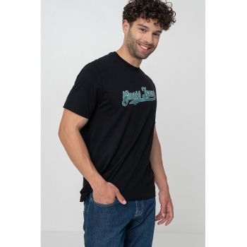 Tricou de bumbac cu decolteu la baza gatului
