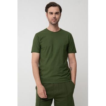 Tricou de bumbac cu decolteu la baza gatului