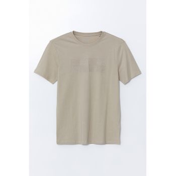 Tricou de bumbac cu decolteu la baza gatului
