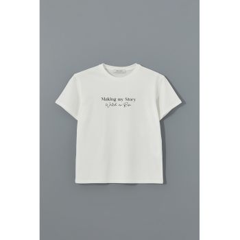 Tricou de bumbac cu decolteu la baza gatului