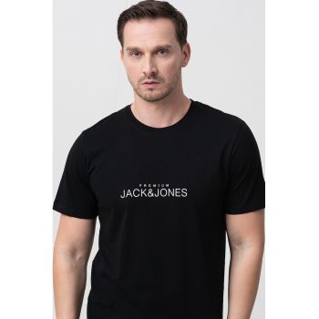 Tricou de bumbac cu decolteu la baza gatului
