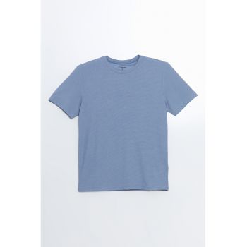 Tricou din amestec de bumbac cu decolteu la baza gatului