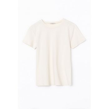 Tricou din bumbac cu decolteu la baza gatului