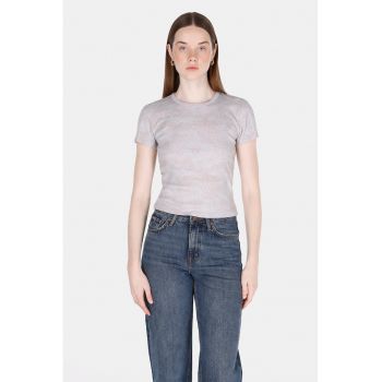 Tricou din bumbac cu decolteu la baza gatului