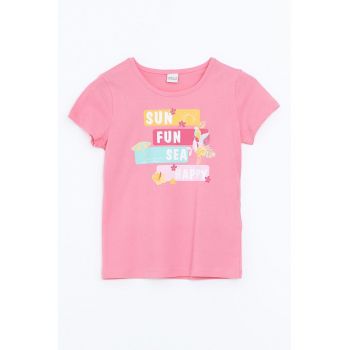 Tricou din bumbac cu imprimeu text