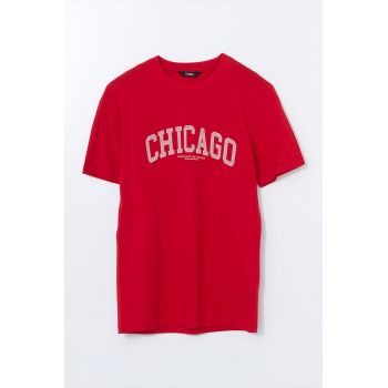 Tricou din bumbac cu imprimeu text