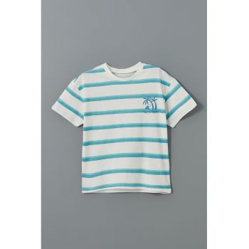 Tricou din bumbac cu model in dungi