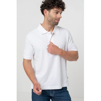 Tricou polo din bumbac cu model uni