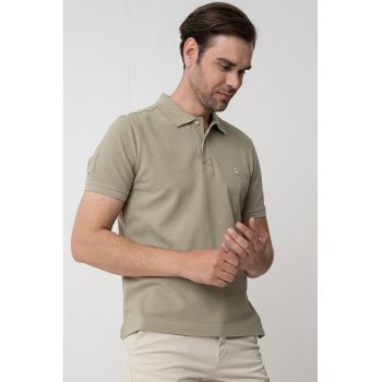 Tricou polo regular fit cu aspect pique