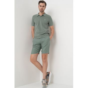Tricou polo regular fit cu aspect pique
