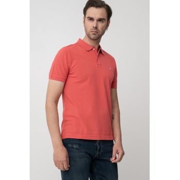 Tricou polo regular fit cu aspect pique