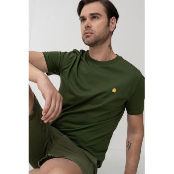 Tricou regular fit cu decolteu la baza gatului