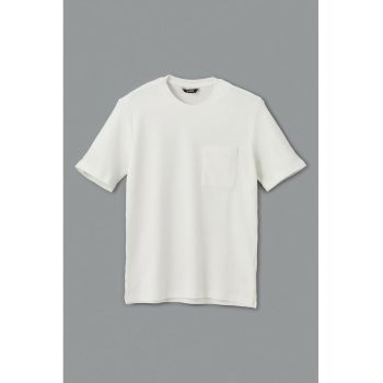 Tricou uni din bumbac cu buzunar aplicat pe piept