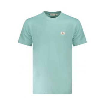 Tricou WOVEN LABEL REGULAR TEE barbati - cu logo brodat - Regular fit - Azur -