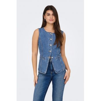 Vesta de denim cu nasturi