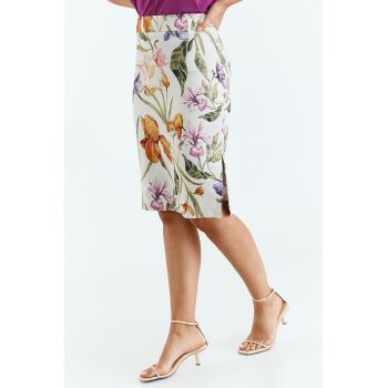 Fusta midi de in cu model floral Parma