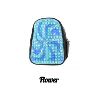 Rucsac  Pop It piele ecologica P11 - 31 x 24 x 12 cm - Negru - Turcoaz - Albastru