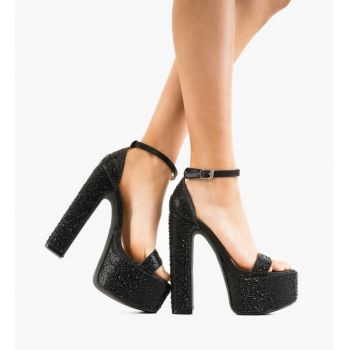 Sandale cu toc Courser Negre