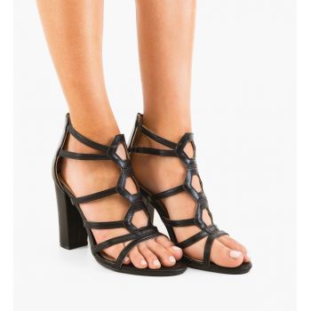 Sandale cu toc Polly Negre