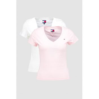 Set de tricouri din bumbac cu decolteu in V - 2 piese
