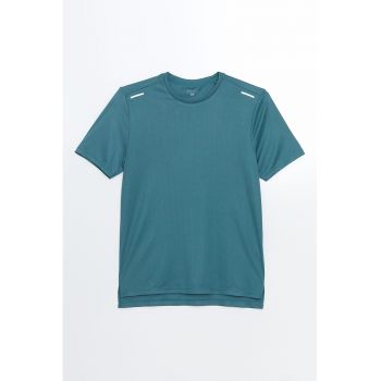 Tricou cu decolteu rotund si detalii reflectorizante