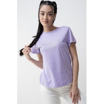 Tricou cu logo cu strasuri pentru fitness