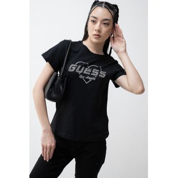 Tricou cu logo cu strasuri pentru fitness