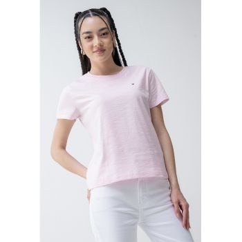 Tricou de bumbac organic cu decolteu la baza gatului