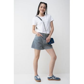 Tricou de bumbac organic cu decolteu la baza gatului