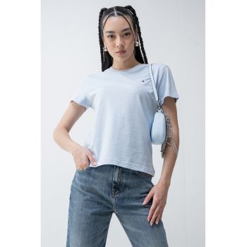 Tricou de bumbac organic cu decolteu la baza gatului