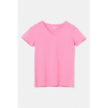 Tricou din amestec de bumbac cu decolteu in V