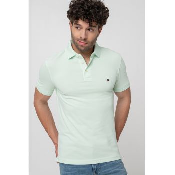 Tricou polo slim fit din amestec de bumbac organic